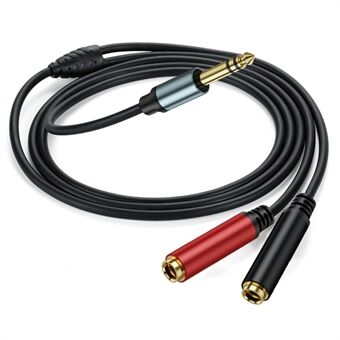 1m 1 / 4 tuuman TRS Stereo Splitter Y-kaapeli 6.35mm stereo urosliitin kahteen 6.35mm naarasliittimeen