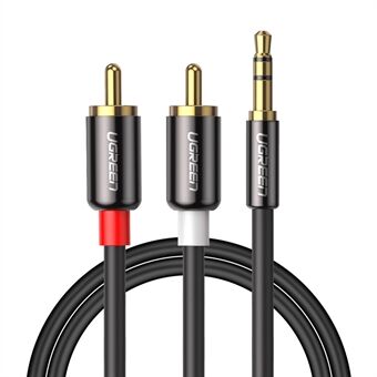 UGREEN 2m 3,5mm - 2RCA audiolisäsovitin Stereo 3,5mm jakokaapeli AUX RCA Y -johto älypuhelimen kaiutintabletille