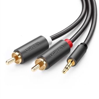 UGREEN 60834 15-metrinen 3,5 mm AUX - 2RCA Y Splitter -stereoäänikaapeli uros-uros AUX-sovitin älypuhelimille / kaiuttimille / tableteille / HDTV / MP3-soittimille