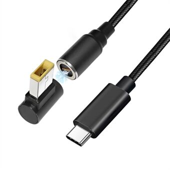 USB-C-neliöliitin Lenovo-/IBM-/ThinkPad-kannettavalle tietokoneelle, 1,8 m PD 100 W:n magneettiabsorptio DC-kaapeli E-Mark-siru kannettavan tietokoneen sovitin Pikalataus