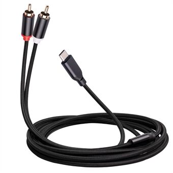 2 m Type-C - 2 RCA uros-uros -äänikaapeli iPhone Sumsung Xiaomi -kaiuttimelle kotiteatteritelevisiolle (sisäänrakennettu DAC-siru)