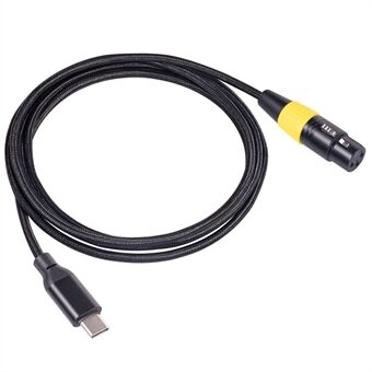 TY07F 2m Type-C uros-XLR-naaras mikrofonikaapeli USB-C 3-nastaiseen liittimeen mikrofonin tallennuskaapeli, joka on yhteensopiva Mac OS-, Windows- ja Vista-järjestelmien kanssa