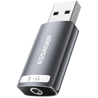 ESSAGER USB to Single 3.5mm Audio Adapter Headset External Stereo Sound Card Converter