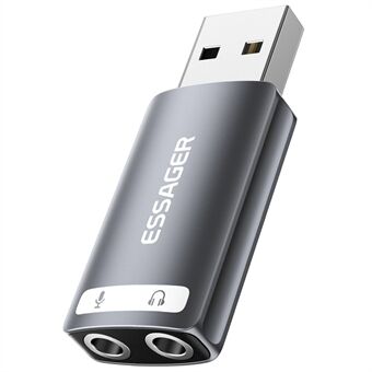 ESSAGER USB to Dual 3.5mm Audio Adapter Headset External Stereo Sound Card Converter