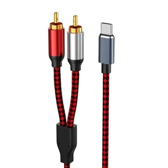 0,5 m USB Type-C - 2 RCA-urosäänikaapeli matkapuhelintabletin liittämiseksi kaiuttimeen/vahvistimeen