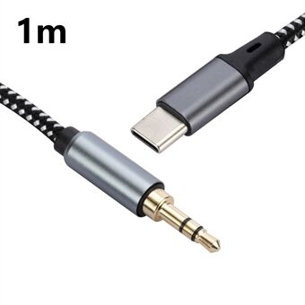 1 m USB-C Uros - 3,5 mm Uros Audio Adapterikaapeli Punos Kuuloke Auton Stereo Yhdyskaapeli