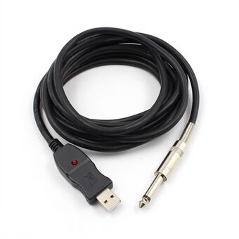 3 metrin USB-kitarakaapeli 6,3 mm:n liitin USB-liitäntään instrumenttikaapelin sovitin