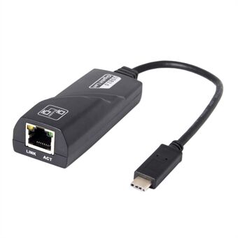 CY UC-064 Type-C Male 1000Mbps Gigabit Ethernet Network LAN -sovitin kannettavalle - Musta