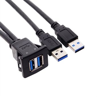 1M vedenpitävä kaksois-USB 3.0 jatkesalpakiinnitteinen auton AUX-kaapeli kojelautapaneeliin