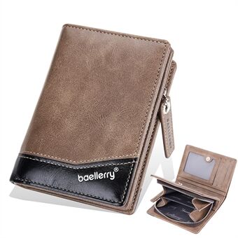 BAELLERRY D3246 Miesten vetoketju lyhyt lompakko PU-nahkainen bifold kukkaro Multi Card Slots Väriliitos Business Kolikko Kukkarokotelo