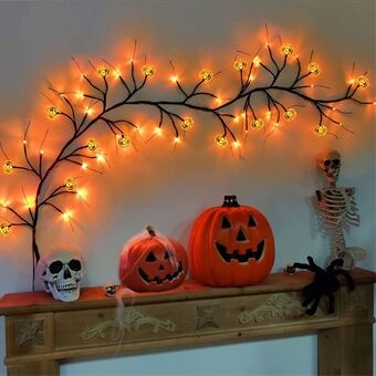 Halloween Garland Valot 1,8m 54 LED 8 Tila Kurpitsa Lepakko Hämähäkki Paju Viiniköynnös Oksa Valot