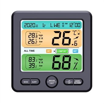 TS-6211 LCD-seinälle asennettu pöytäkone sisäkäyttöön, Precision , kosteusmittari, kodin elektroninen herätyskello