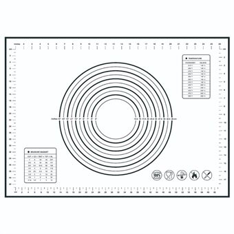 50x70CM Lasikuitukangas + Silikoninen leivontamatto Taikina kaulausmatto 0,35MM Paksuus Tarttumaton pohja (BPA-vapaa, ei FDA-sertifioitu)