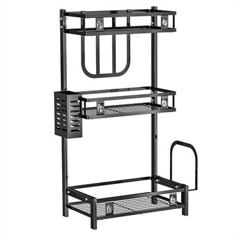 006-6374 3-kerroksinen mausteteline metallinen keittiöpurkkien hylly ja aterimien säilytysteline