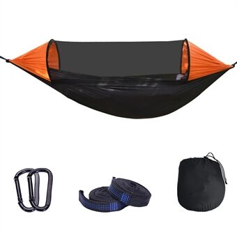 RYDC-012 280x140cm Outdoor Quick Avattava 210T Nylon Riippumatto Kaatumisen estävä Camping Riippuva keinusänky vetoketjulla hyttysverkko