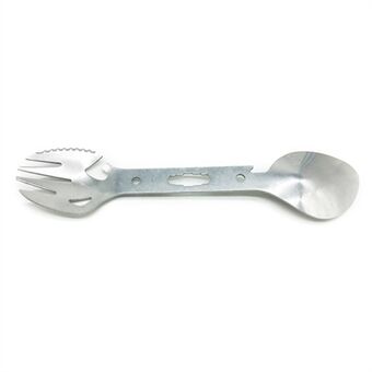 DIY0432 10-in-1 käytännön taktinen Spork ruostumattomasta teräksestä lusikka avaimenperä pullonavaaja retkeilyväline (ei FDA-sertifikaattia)