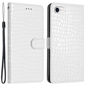 Kääntökuori iPhone 6 / 6s / 7 / 8 Crocodile Texture Stand PU-nahkainen lompakkokotelo käsihihnalla