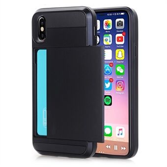 PC + TPU -hybridikotelo piilotetulla korttitelineellä iPhone X:lle - musta