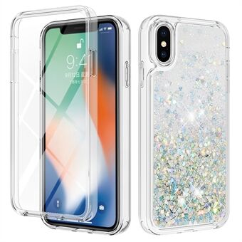 YB Quicksand Series-9 iPhone X / XS:lle 5,8 tuuman kelluva kimalteleva pudotussuoja Irrotettava TPU-puhelinkotelo PET-näytönsuojalla