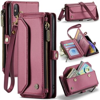 CASEME C36 -sarja iPhone X / XS: lle Crossbody-kotelo RFID-estolla, PU-nahka, vetoketju-puhelinkotelo