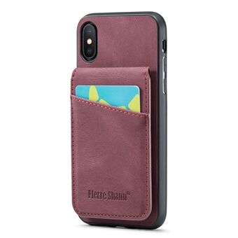 FIERRE SHANN iPhone X / XS:lle 5,8 tuuman Crazy Horse Texture -puhelimen suojus jalustalla PU-nahka + TPU-korttipaikka