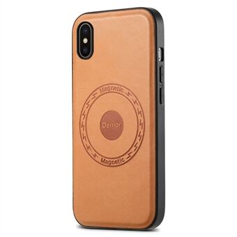 DENIOR iPhonelle X / XS -kotelo MagSafelle yhteensopiva, lehmännahkatekstuuri, iskunkestävä puhelinsuojus