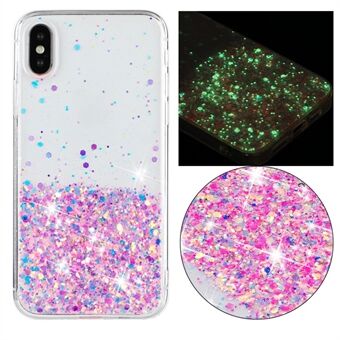 TPU-puhelinkansi iPhone X / XS 5,8 tuuman tapauksille, naarmuja estävä, epoksikiiltohohtoinen kimaltava puhelinkuori.