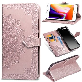 Embossed Mandala Flower Leather Wallet Case for iPhone 8 Plus / 7 Plus