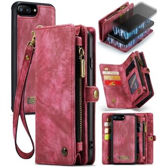 CASEME Vintage PU -nahkakotelo iPhone 8 Plus / 7 Plus, 008 Series 2-in-1 PC Multi-slot Wallet -puhelinkotelolle