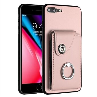 YB Leather Coating Series-7 iPhonen 7 Plus / 8 Plus -kotelolle PU-nahkaa+TPU-rengasta sisältävä tukijalkainen suojakotelo.