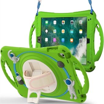 IPadille 9,7 tuuman (2017) / (2018) / iPad Pro 9,7 tuuman (2016) / iPad Air (2013) / Air 2 Kickstand Tablet Case Astronaut PC + silikonikuori käsihihnalla / olkahihnalla