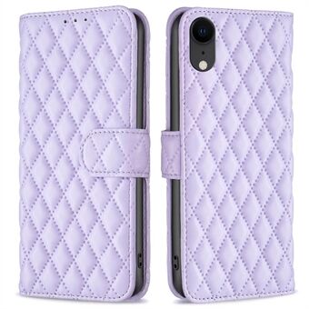 BINFEN COLOR Wallet Book Style -kuori iPhone XR:lle 6,1 tuumaa, BF Style-14 painettu Rhombus matta pudotuksen estävä puhelinkotelo Stand