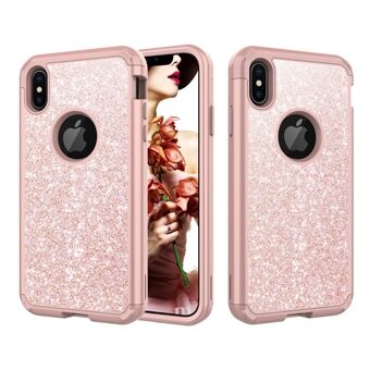 Glitter-jauheen iskunkestävä TPU-PC-hybridi takakansi iPhone XS Maxille, 6,5 tuumaa