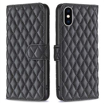 BINFEN COLOR iPhone XS Max 6,5 tuuman lompakon suojus, BF Style-14 painettu Rhombus Yleinen peitto Stand Matta PU-nahkakotelo