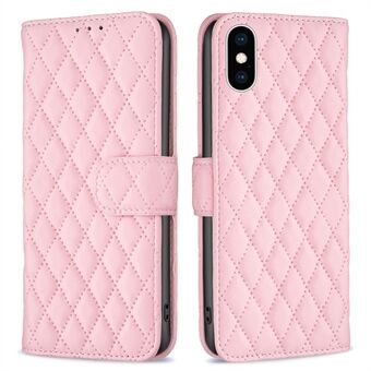 BINFEN COLOR iPhone XS Max 6,5 tuuman lompakon suojus, BF Style-14 painettu Rhombus Yleinen peitto Stand Matta PU-nahkakotelo