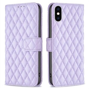 BINFEN COLOR iPhone XS Max 6,5 tuuman lompakon suojus, BF Style-14 painettu Rhombus Kokonaissuoja Stand matta PU-nahkakotelo