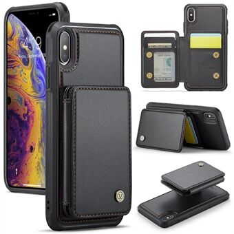 JEEHOOD J05 iPhone XS Maxille Magneettinen Kotelo Korttitaskulla ja Telineellä, PU+TPU Puhelimen Suojakuori