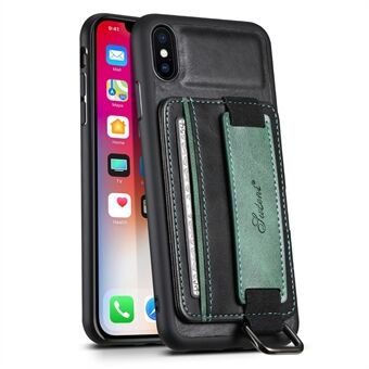 SUTENI H13 Hand Strap Kickstand puhelinkotelo iPhone XS Max -korttikotelolle PU-nahkapäällysteinen PC + TPU-suojus