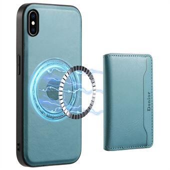 DENIOR iPhonelle XS Max 6,5 tuuman suojakuori, jossa on jalusta ja puhelimen pussi, jossa on lehmännahkakuviointi, ja joka on yhteensopiva MagSafen kanssa