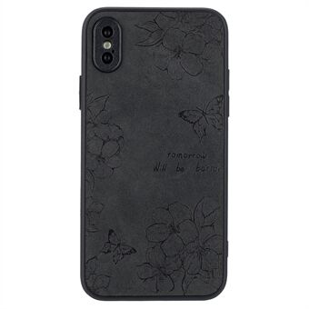 Floraalinen puhelinkotelo iPhone XS Maxille, PU-nahkalla päällystetty PC+TPU, pudotuksia ehkäisevä suojakansi