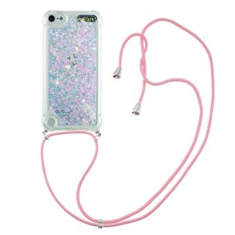 Long Lanyard Glitter Liquid Quicksand TPU -kotelon kansi iPod Touchille (2019) / iPod Touch 6/5