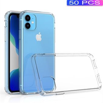 50 kpl / pakkaus kirkas akryyli + TPU hybridi takakuori iPhone 11 6,1 tuumalle (2019) - läpinäkyvä