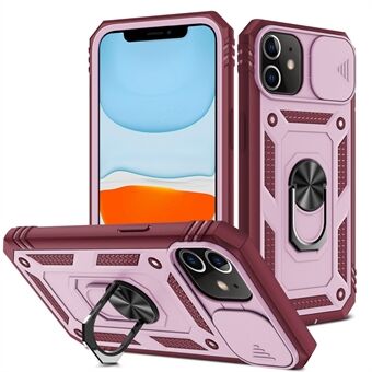 Ring Kickstand PC + TPU iskunkestävät puskurit panssarisuojakotelo liukukameran linssisuojalla iPhone 11 6,1 tuumalle