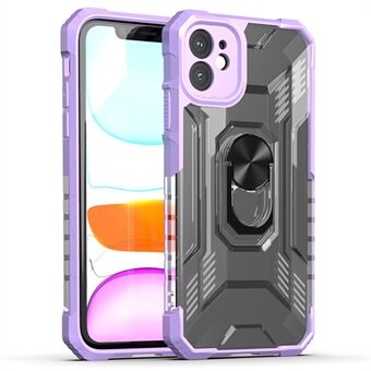 RUGGED SHIELD Armor Sisäänrakennettu magneettipidike metallilevy Scratch PC + TPU-hybridikotelo jalustalla iPhone 11 6,1 tuumalle