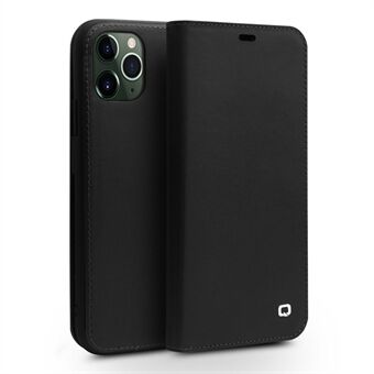 QIALINO iPhone 11 Pro 5,8 tuuman päällinen lehmännahkainen puhelinsuoja Lompakko Täyssuoja Folio Flip Case - Musta