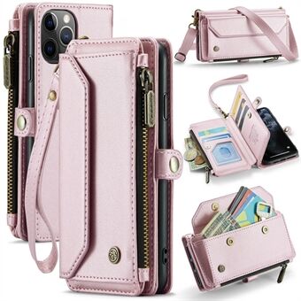 CASEME C36 -sarja iPhone 11 Prolle, Vetoketjullinen lompakko PU-nahkainen Crossbody-puhelimen suojus