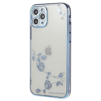 Rhinestone Decor -puhelimen kuori iPhone 11 Pro 5,8 tuumaa, kukkakuvioinen Pehmeä TPU-sähköpinnoitettu takakuori