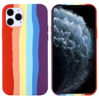 Puhelimen takakuori iPhone 11 Pro , Rainbow Design nestemäinen silikoni suojakuori - punainen