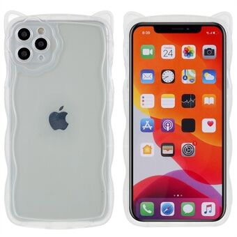 IPhone 11 Pro Max 6,5 tuuman aallonmuotoiselle Edge Cat -korvasuunnittelulle mattapintainen läpikuultava pehmeä TPU-puhelinkotelo