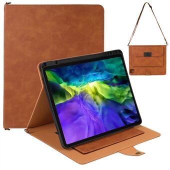 KHAZNEH Anti-RFID Wallet Design Pudotusta estävä Handy Strap Stand tablet-kotelo olkahihnalla iPad Pro 12,9 tuumaa (2020) / (2021)